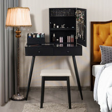 Load image into Gallery viewer, Vanity Dressing Table Set Lockable Jewelry Cabinet with Mirror-Black