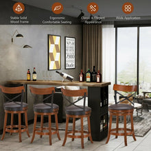 Load image into Gallery viewer, Set of 2 Bar Stools 360-Degree Swivel Dining Bar Chairs with Rubber Wood Legs-25 inch