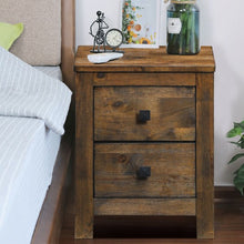 Load image into Gallery viewer, Wood 2 Storage Sliding Drawers End Nightstand-Oak