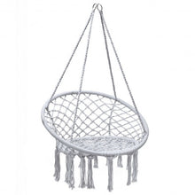 Load image into Gallery viewer, Hanging Macrame Hammock Chair with Handwoven Cotton Backrest-White