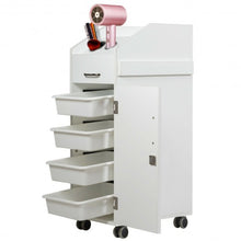 Load image into Gallery viewer, Black Salon Trolley Cart with 4 Storage Trays-White