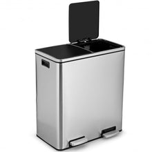 Load image into Gallery viewer, 16 Gallon Dual Step Trash Can Recycling Double Bucket Pedal