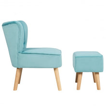 Load image into Gallery viewer, Leisure Chair and Ottoman Padded Velvet Tufted Sofa Set -Green