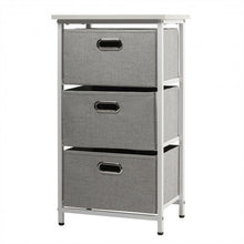 Load image into Gallery viewer, 3-Drawer Fabric Dresser Storage Tower Vertical Foldable Pull Bins-White
