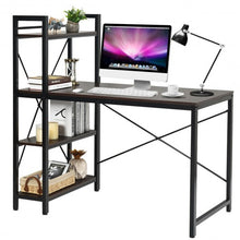 Load image into Gallery viewer, 4 Tier Storage Shelves Computer Desk-Brown