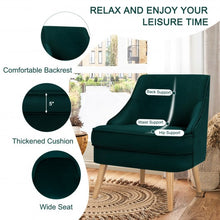 Load image into Gallery viewer, Velvet Upholstered Accent Chair with Rubber Wood Legs-Green