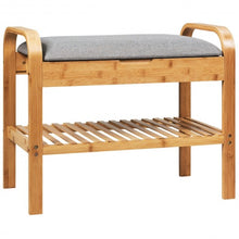 Load image into Gallery viewer, Shoe Rack Bench Bamboo with Storage Shelf -Natural