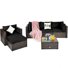 Load image into Gallery viewer, 6 Pcs Patio Rattan Furniture Set with Sectional Cushion-Black