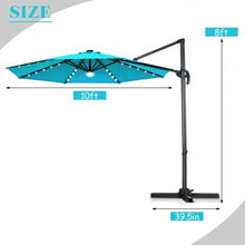 Load image into Gallery viewer, 10 Ft Patio Offset Cantilever Umbrella with Solar Lights-Turquoise
