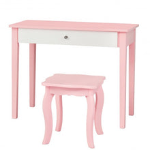 Load image into Gallery viewer, Kids Princess Make Up Dressing Table with Tri-folding Mirror & Chair-Pink