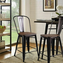 Load image into Gallery viewer, Copper Set of 2 Metal Wood Counter Chairs