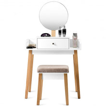 Load image into Gallery viewer, Wooden Makeup Dressing Mirror Table Set with Drawer