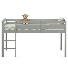 Load image into Gallery viewer, Wooden Twin Low Loft Bunk Bed with Guard Rail and Ladder-Gray