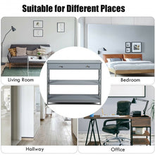 Load image into Gallery viewer, Console Table 3-Tier with Drawer and Storage Shelves-Gray