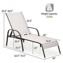 Load image into Gallery viewer, 2 Pcs Outdoor Patio Lounge Chair Chaise Fabric with Adjustable Reclining Armrest-Gray
