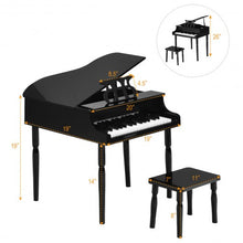 Load image into Gallery viewer, 30-Key Wood Toy Kids Grand Piano with Bench & Music Rack-Black