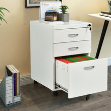 Load image into Gallery viewer, 3-Drawer Mobile File Cabinet Steel with Lock Handle-White