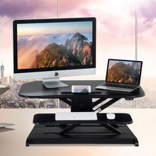 Load image into Gallery viewer, 2-Tier Sit to Stand Desk with Keyboard Tray Deck-Black