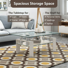 Load image into Gallery viewer, Rectangle Glass Coffee Table with Metal Legs for Living Room-White