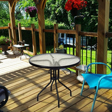 Load image into Gallery viewer, 32" Outdoor Patio Round Tempered Glass Top Table with Umbrella Hole