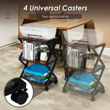 Load image into Gallery viewer, Mobile Printer Stand 3 Tier Storage Shelves Printer Cart with Pads Coffee