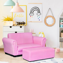 Load image into Gallery viewer, Soft Kids Double Sofa with Ottoman-Pink