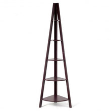 Load image into Gallery viewer, 5 Tier Floor Corner Stand Ladder Shelves Bookshelf-Brown