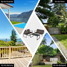 Load image into Gallery viewer, 4 Pieces Patio Furniture Conversation Set with Sofa Loveseat Armrest Garden Deck