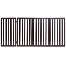 Load image into Gallery viewer, 35'' Folding Standing 4 Panel Wood Pet Fence-Brown
