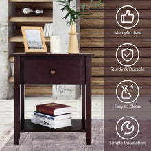 Load image into Gallery viewer, Nightstand with Drawer and Storage Shelf for Bedroom Living Room-Espresso