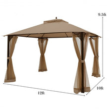 Load image into Gallery viewer, 12" x 10" Outdoor Double Top Patio Gazebo-Brown