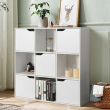 Load image into Gallery viewer, 9 Cube Storage Wood Divider Bookcase-White