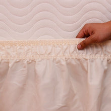 Load image into Gallery viewer, Twin / Full Size Around Bed 14" Elastic Wrap Ruffle Bed Skirt-Beige