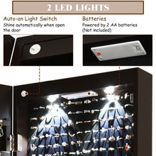 Load image into Gallery viewer, Wall and Door Mounted Mirrored Jewelry Cabinet with Lights-Brown