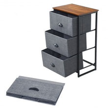 Load image into Gallery viewer, Nightstand Side Table Storage Tower Dresser Chest with 3 Drawers-Black