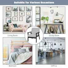 Load image into Gallery viewer, Solid Rubber Wood Fabric Accent Armchair-Light Gray