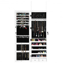 Load image into Gallery viewer, Wall Mounted Lockable Mirror Jewelry Cabinet with LED Light