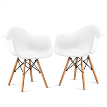 Load image into Gallery viewer, Set of 2 Mid-Century Dining Arm Chairs with Wood Legs