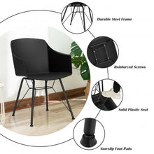 Load image into Gallery viewer, Set of 2 Metal Frame Modern Molded Shell Plastic Dining Chair-Black