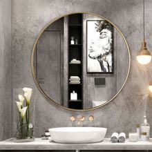 Load image into Gallery viewer, 27.5" Modern Metal Wall-Mounted Round Mirror for Bathroom-Golden
