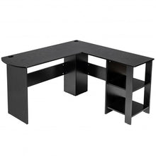 Load image into Gallery viewer, Modern L-Shaped Computer Desk with Shelves-Black