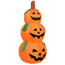 Load image into Gallery viewer, 5 Ft Halloween Inflatable 3-Pumpkin Stack Ghost