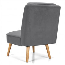 Load image into Gallery viewer, Velvet Accent Chair with Rubber Wood Legs for Living Room-Gray
