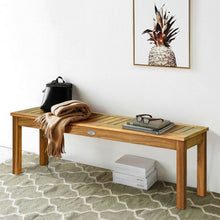 Load image into Gallery viewer, 52" Outdoor Acacia Wood Dining Bench Chair