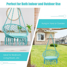 Load image into Gallery viewer, Macrame Cushioned Hanging Swing Hammock Chair-Turquoise