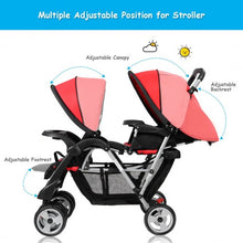 Load image into Gallery viewer, Foldable Twin Baby Double Stroller Kids Jogger Travel Infant Pushchair 3 color-Red