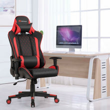 Load image into Gallery viewer, Massage Gaming Chair with Lumbar Support and Headrest-Red
