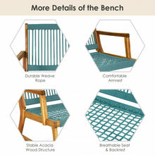Load image into Gallery viewer, 2-Person Patio Acacia Wood Yard Bench-Turquoise