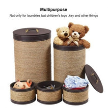 Load image into Gallery viewer, 5 pcs Round Storage Basket Seaweed Hamper Laundry Basket