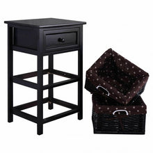 Load image into Gallery viewer, 3 Tier Set of 2 Wood Nightstand with 1 & 2 Drawer -Black